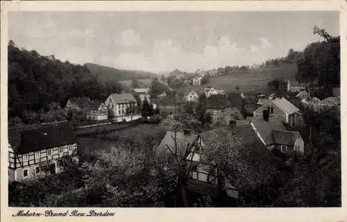 Ak Mohorn Wilsdruff Sachsen, Landschaftsaufnahme, Häuser, Hügel, Bäume, Himmel