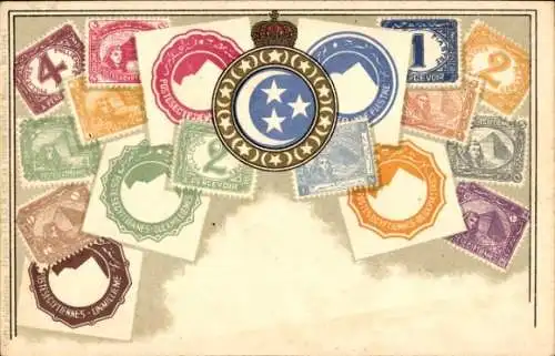 Briefmarken Präge Ak Ägypten, Wappen mit Krone, Mond und Sternen