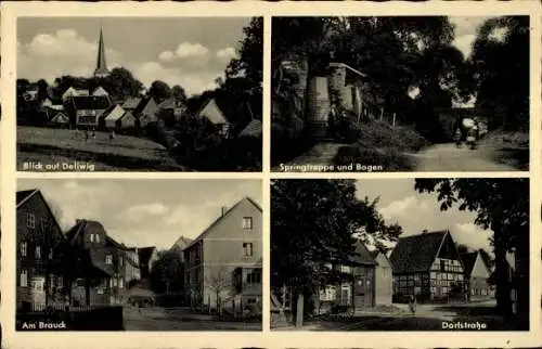 Ak Dellwig Fröndenberg, Am Brauck, Springtreppe und Bogen, Dorfstraße