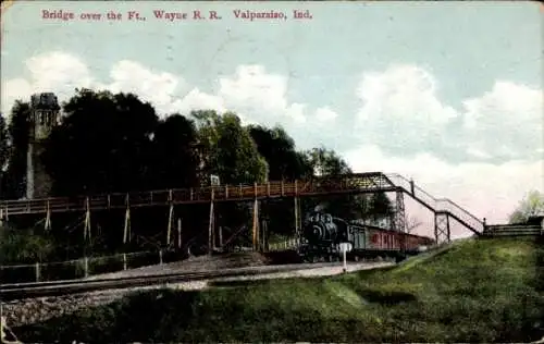 Ak Valparaíso Indiana USA, Brücke über den Ft. Wayne RR