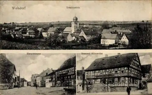 Ak Walsdorf Oberfranken, Totalansicht, Hauptstraße, Brauerei Stirnweiss
