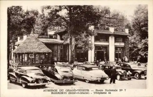 Ak Barbizon Seine et Marne, Auberge du Grand Veneur, Autos