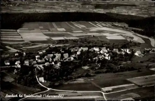 Ak Lombach Loßburg im Schwarzwald, Luftaufnahme von Lombach, Felder, Schwarzwald