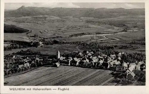 Ak Weilheim Tübingen am Neckar, Luftbild von  Hohenzollern-Blick, weitläufige Landschaft, Ortstei