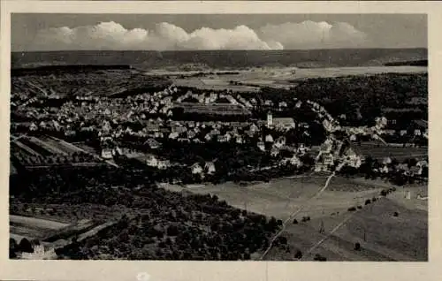 Ak Köngen am Neckar, Luftaufnahme von  Landschaft, Häuser, Wiesen