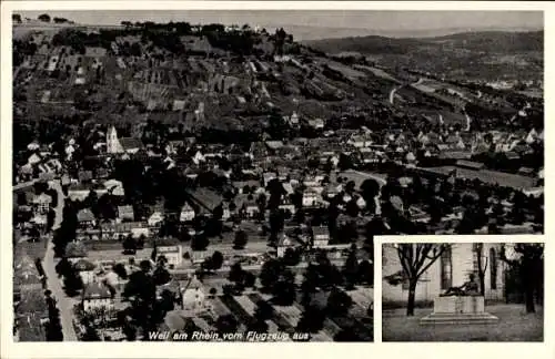 Ak Weil am Rhein, Luftaufnahme von  Weinberge, Stadtansicht