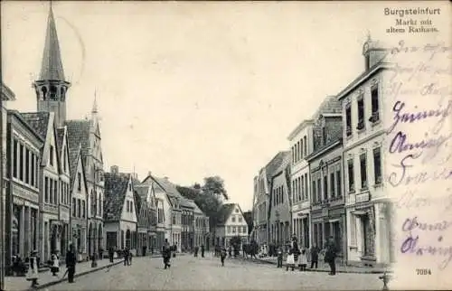 Ak Burgsteinfurt Steinfurt im Münsterland, Markt mit altem Rathaus
