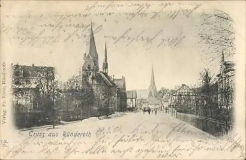Ak Ründeroth Engelskirchen im Oberbergischen Kreis, Teilansicht, Kirchen