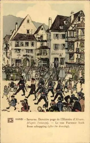 Künstler Ak  Hansi, Saverne Zabern Elsass Bas Rhin, Lt. von Forstner