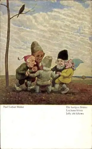 Künstler Ak Müller, Paul Lothar, Die lustigen Brüder, tanzende Zwerge