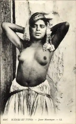 Ak Barbusige Araberin, Porträt, Maghreb