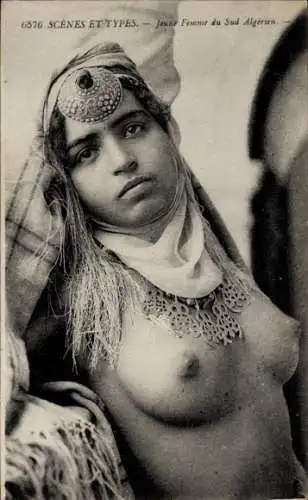 Ak Algerien, Barbusige Araberin, Porträt, Maghreb