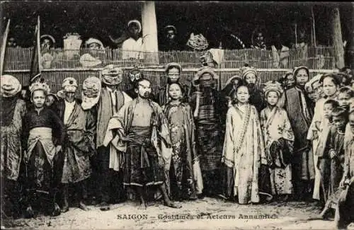 Ak Saigon Cochinchine Vietnam, Costumes et Acteurs Annamites
