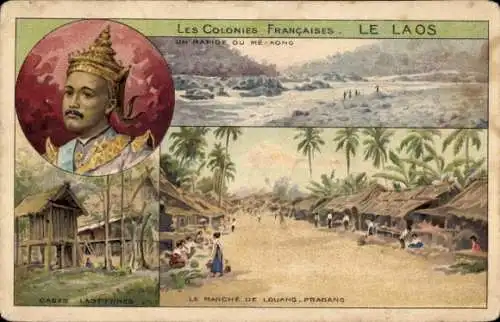 CPA Luang Prapang Laos, Colonies Francaises, Marche