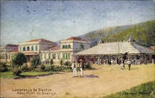 Künstler Ak Flower, Charles, Santos Brasilien, Lembranca, Novo Hotel do Guaruja