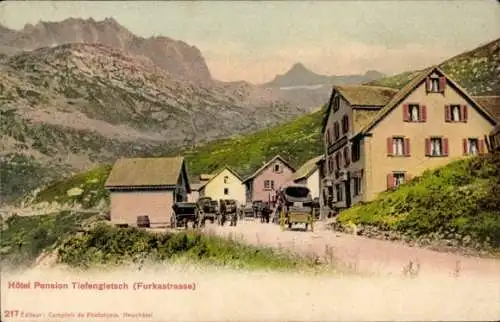 Ak Furkastrasse Kanton Wallis, Hotel Pension Tiefengletsch