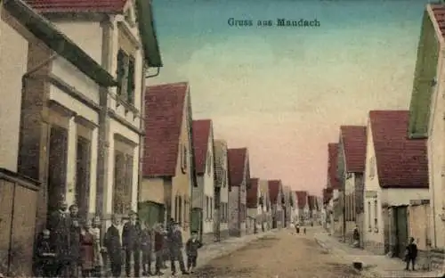 Ak Maudach Ludwigshafen am Rhein Pfalz, Straßenpartie, Anwohner