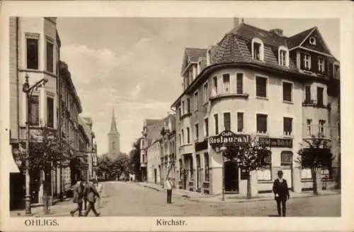 Ak Ohligs Solingen Bergisches Land, Kirchstraße, Hotel zum Bahnhof, Café Restaurant