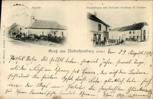 Ak Niederhomburg Hombourg Homburg Elsass Haut Rhin, Gasthof, Post, Kapelle