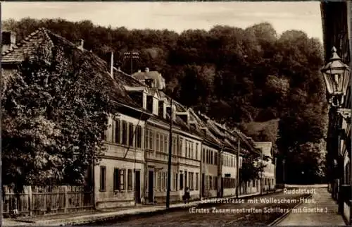 Ak Rudolstadt in Thüringen, Schillerstraße, Wollesches Haus, erstes Treffen Schiller, Goethe