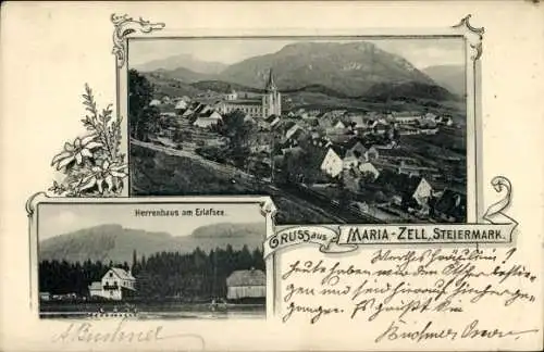 Ak Mariazell Steiermark, Gesamtansicht, Herrenhaus am Erlafsee