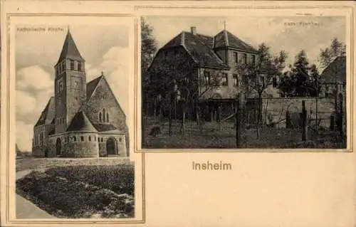 Ak Insheim an der Weinstraße Pfalz, Kirche, Pfarrhaus
