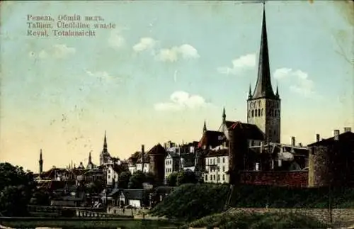Ak Tallinn Reval Estland, Totalansicht, Kirche
