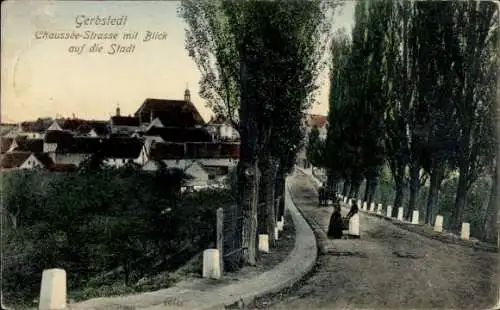 Ak Gerbstedt im Harzvorland, Chaussee-Strasse, Blick auf die Stadt,  