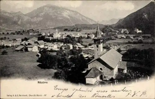 Ak Rhäzüns Kt. Graubünden, Gesamtansicht, Kirche