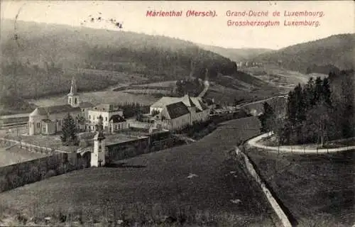 Ak Mersch Luxemburg, Marienthal, Kirche