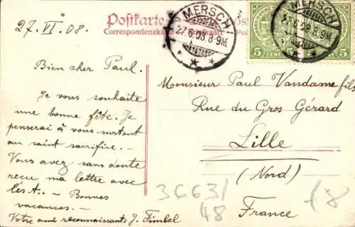 Ak Mersch Luxemburg, Marienthal, Kirche