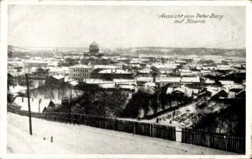 Ak Kaunas Kowno Kauen Litauen, Schneebedeckte Stadt, Aussicht vom Peter-Berg,  Dom zu sehen
