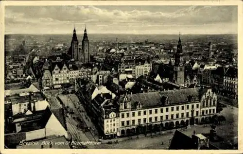 Ak Wrocław Breslau Schlesien, Stadtansicht, St. Elisabethturm,  Architektur, keine Persönlichkeit