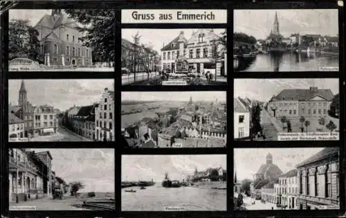 Ak Emmerich am Niederrhein, Gesamtansicht, Alter Markt, Kirche, Teilansichten