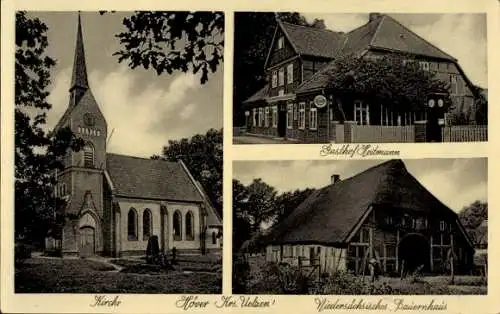 Ak Höver Kreis Uelzen in Niedersachsen, Kirche, Gasthof Heitmann, Bauernhaus
