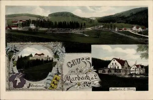Passepartout Ak Marbach Marburg an der Lahn, Total, Grafeneck, Gasthof