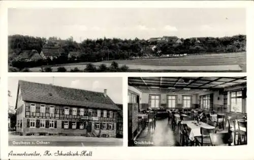 Ak Ammertsweiler Mainhardt in Württemberg, Panorama, Gasthof zum Ochsen, Gaststube