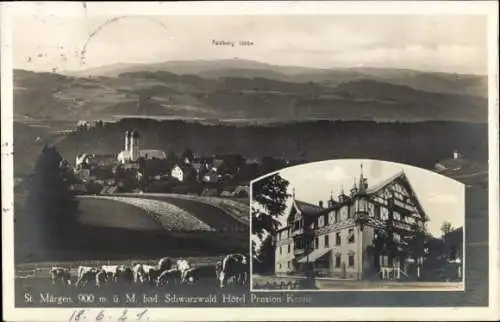 Ak Sankt Märgen im Schwarzwald, Panorama, Hotel Pension Krone, Feldberg