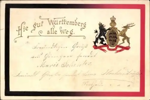 Präge Ak Hie gut Württemberg alle weg, Wappen