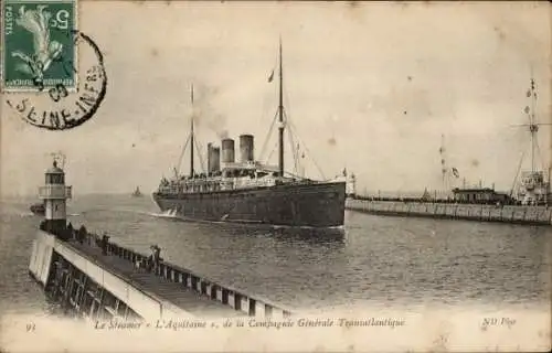 CPA Le Steamer L'Aquitaine, Compagnie Générale Transatlantique