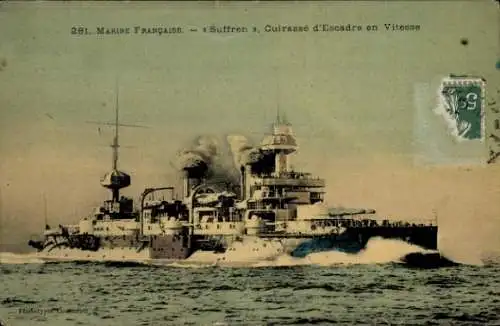 Ak Französische Marine, Kriegsschiff Suffren, Schlachtschiff