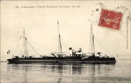 CPA Saint-Nazaire Loire Atlantique, L'Aviso Torpilleur La Lance