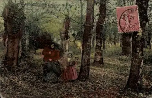 Ak Waldpartie, Holzsammler