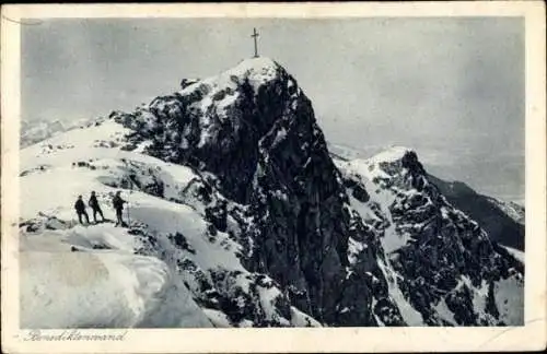 Ak Benediktenwand Oberbayern, Bergsteiger am Gipfel