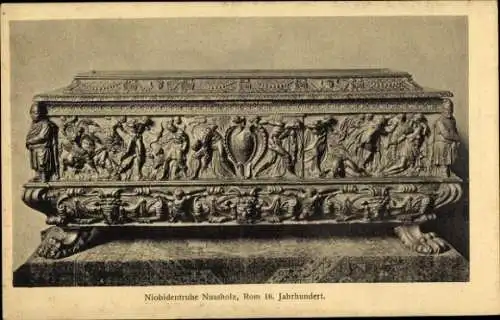 Ak Niobidentruhe aus Nussholz, Rom 16. Jahrhundert, Königliches Kunstgewerbe-Museum