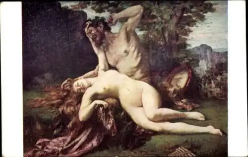 Künstler Ak H. Gerver, Satyr spielend mit einer Bacchantin