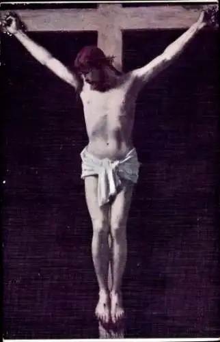 Künstler Ak Henner, Christus am Kreuz