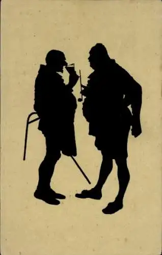 Scherenschnitt Künstler Ak Konewka, P., Bardolph und der Wirt