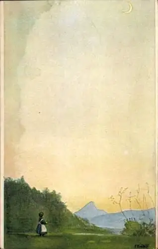 Künstler Ak Kreidolf, E., Mond nimmt zu