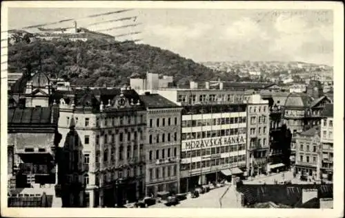 Ak Brno Brünn Südmähren, Spilberk, Spielberg, Moravska Banka, Geschäfte